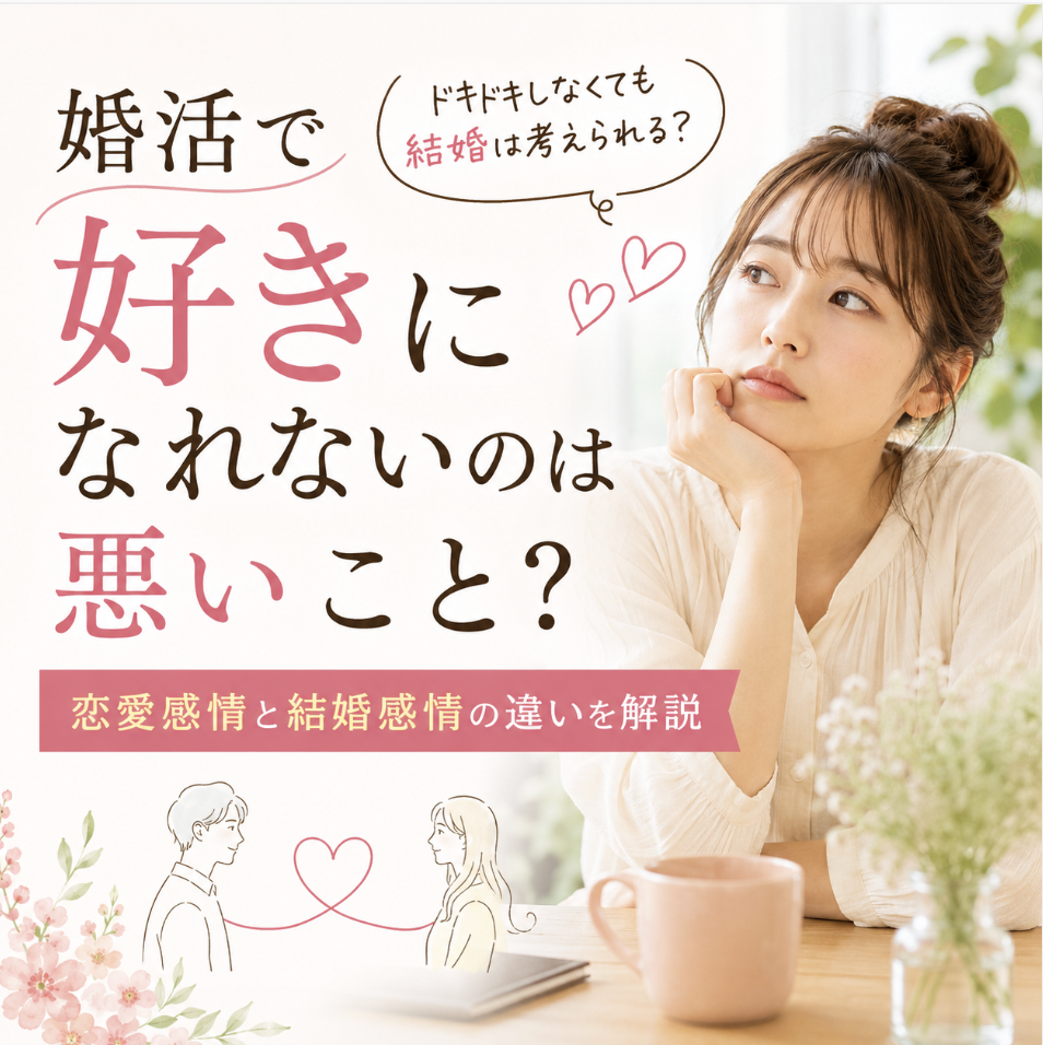 婚活で好きになれないと悩む女性が恋愛感情と結婚感情の違いを考える様子